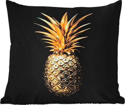 Tuinkussen - Ananas - Zwart - Goud - Luxe - 40x40 cm - Weerbestendig