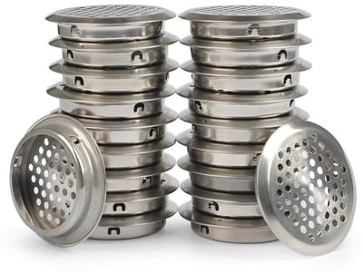 Dailygoods- Ventilatie RVS Luchtopeningen - 18 Stuks - Ronde Gaasgat - Bovendiameter 65mm - Binnendiameter 53mm - Dikte 9mm - Duurzaam Materiaal - Luchtrooster
