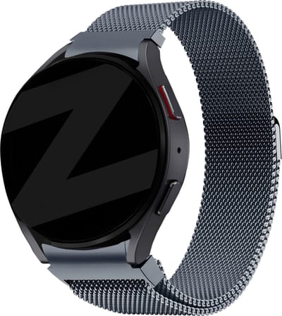 Bandz Milanese loop band geschikt voor Galaxy Watch 7 (40 & 44mm) / Galaxy Watch 6 (Classic) / 5 40mm & 44mm / Galaxy Watch 5 Pro / 4 & Watch 4 Classic / Watch FE - gevlochten staal - Milanees bandje met magneetsluiting - grijs