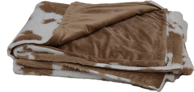 Animal Boulevard Classic COW PLUSH Fleece Deken - Kleur: Wit-Bruin - 100x75cm