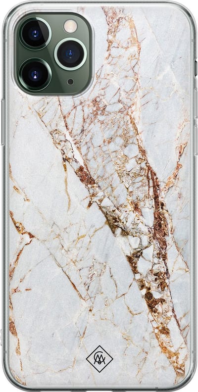 Casimoda® hoesje - Geschikt voor iPhone 11 Pro Max - Marmer Goud - Siliconen/TPU telefoonhoesje - Backcover - Marmer - Goudkleurig