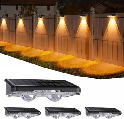 Set van 4 Solar Buitenwandlampen met 11 Lichtmodi, Warm Wit en RGB