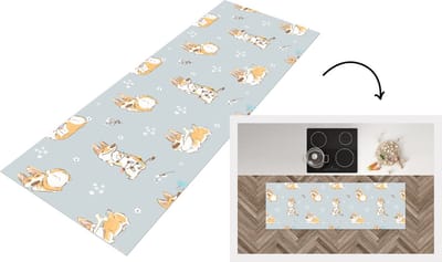 Keukenloper - Loper keuken - Patroon - Hond - Corgi - 150x50 cm - Keukenloper vinyl