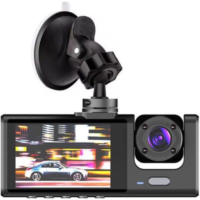 1080P Auto DVR 2-Inch Rijrecorder 2/3-Weg HD 1080P Drie-Lens Parkeerbewaking Met Nachtzicht Auto DVR Dash Cam Front & interior zwart