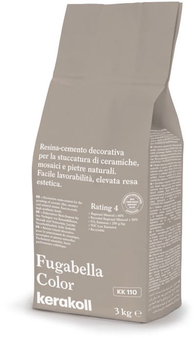 Kerakoll Fugabella Voegmiddel KK110 - Kleur 110 Grijs Bruin - 3 kg Voegmortel voor Tegels & Natuursteen - Verkrijgbaar in 50 Kleuren - Greenbuild rating 4