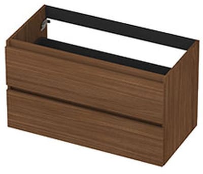 INK - Onderkast 2 Laden Greeploos met Houten Keerlijst - 900x450x520 Mm - Warm Walnoot