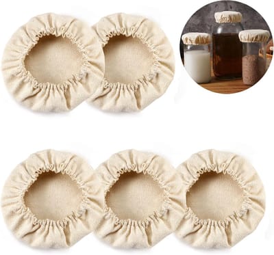 Gistdoek - set van 5 stuks - geschikt voor het maken van zuurdesem of kaas - geschikt voor potten met een diameter van 5 tot 10 cm - herbruikbaar - deksel voor gistmand - broodbakken