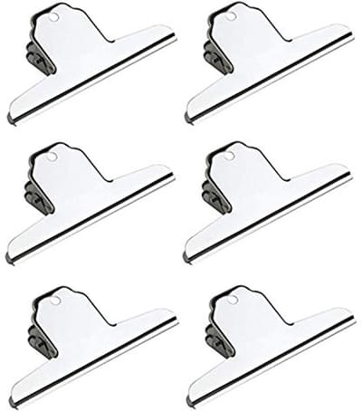 Grote Roestvrijstalen Bulldog Clips voor Papier en Voedsel - 6 Stuks