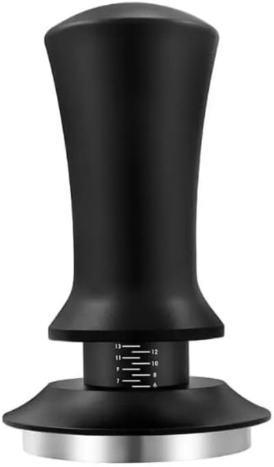 longziming -Coffeetamper - 53 Mm - Ripple Basis Mit Doppel Feder Für Konstanten Tamping Druck - 1 Stuk - Voor Alle 53 Mm Siebträger Zwart