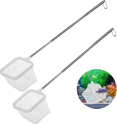 2x Uittrekbaar Klein Visnet RVS Aquarium Net voor Garnalen en Babyvisjes