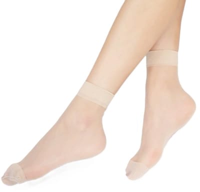 5 Paar Transparante Dames Sokken – Ultra Dunne Nylon Enkelkousjes Beige/Bruin – Ademend, Elastisch & Onzichtbaar – Zomerse Crystal Silk Sokken