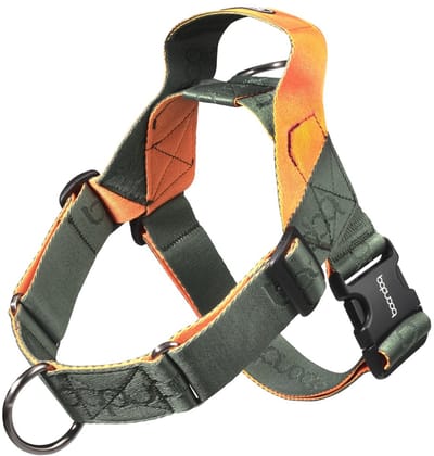 Boondog Hondentuig 0109 - Anti Trek - 2 Bevestigingspunten - Met Handvat - Verstelbaar - Comfortabel Harnas - Khaki/Orange - Maat SM