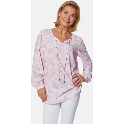 Gedessineerde blouse van katoen met fijn garen - steengrijs / gedess. - Gr. 42 van Goldner Fashion