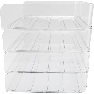 Set de Porte-lettres de Bureau Acrylique Transparent 4 Niveaux Empilable Porte-papiers de Bureau pour la Maison white