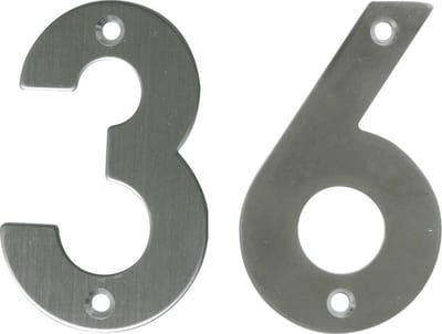 AMIG Huisnummer 36 - massief Inox RVS - 10cm - incl. bijpassende schroeven - zilver