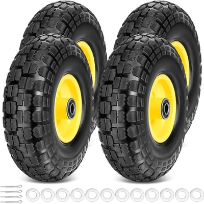 Massieve Banden Set - Vervangende Wielen - Karren Verplaatsen - Dubbel Afgedichte Lagers - 4 Stuks 13 Inch - Geel