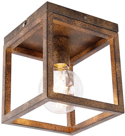 QAZQA cage - Industriele Plafondlamp - 1 lichts - L 18 cm - Bruin - Industrieel - Woonkamer | Slaapkamer | Keuken