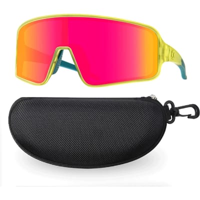 Lunettes de soleil MAXJULI pour jeunes enfants Âge 6-14 Protection UV400 Coupe-vent Sports d'extérieur Cyclisme Lunettes de soleil 7705 red