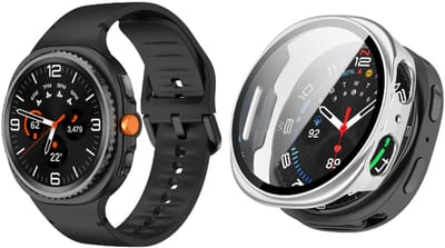 Strap-it Bundel – siliconen horlogebandje (zwart) + zilverkleurige hardcase met screenprotector – geschikt voor Samsung Galaxy Watch 8 40mm