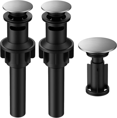 Wastafelafvoer Set - Universele Stop - Badkamer Afvoer - Met Haarvanger - 2 Stuks - Geborsteld Nikkel