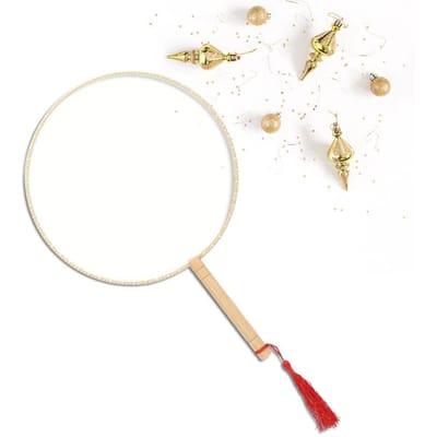 DIY Chinese Oude Hof Ronde Blanco Handwaaier Chinese Stijl Zijden Waaier white
