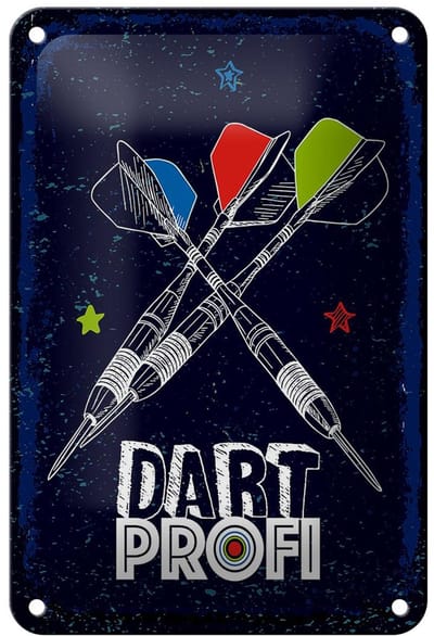 Blechschild Sportart Dart Profi Dartpfeile 12x18cm Geschenk Schild