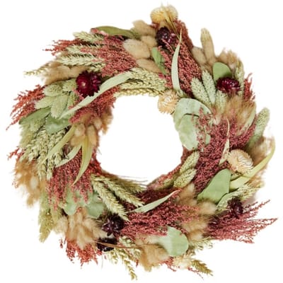 Wildflowers by Floriëtte wreath - Rosewood - Roze/ groen - 25 cm - Droogbloemen - Krans