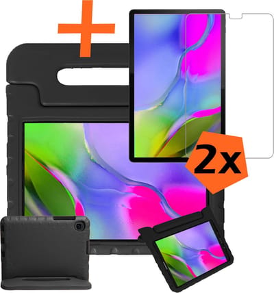 Hoesje - Geschikt voor Samsung Galaxy Tab A 10.1 (2019) - Met 2x Screenprotector - Kinderhoes Shockproof Bumper - Kidsproof Case - Tablet Hoes - Kinder Hoes Cover - Zwart