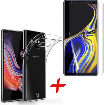 Transparant Hoesje + Screenprotector PET geschikt voor Samsung Galaxy Note 9 - Soft TPU Gel Siliconen Case - van iCall