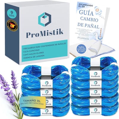 Navulset voor luiers met lavendelgeur - Voor compatibele luieremmers en containers - 9 stuks