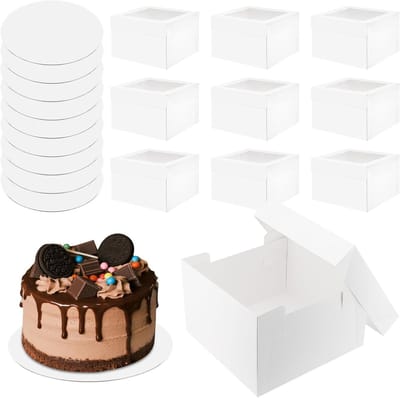 20 Stuks Cake Dozen met Planken, Witte Dozen met Doorzichtig Venster, 30 x 30 x 20 cm voor Verjaardag, Feest en Bruiloft
