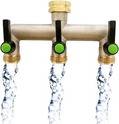 Dailygoods - 3-weg waterverdeler, 3/4 inch messing wateraansluiting verdeler, waterverdeler 3-voudig, 3-weg verdeler water voor tuinslangen, apparaten, huis, wasmachine