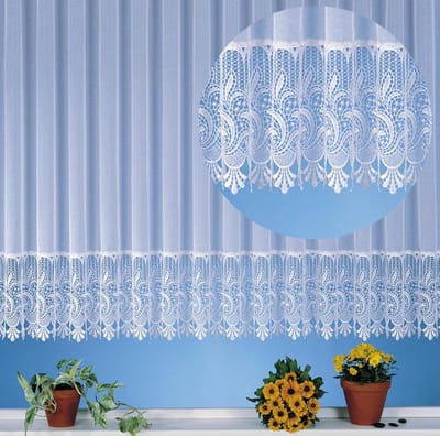 Transparant Macramé Gordijn Wit met Plooiband – 175x750 cm voor Ramen 250-300 cm
