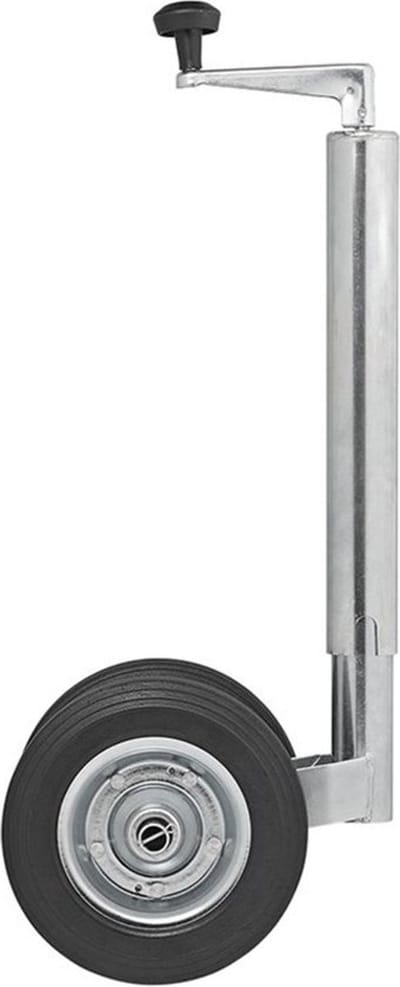 ProPlus Neuswiel voor Aanhanger Ø48 mm - Draagvermogen tot 150kg - Hoogte 55-77 cm - Dubbel Wiel - Steunwiel met Stalen Velg - Massief Rubberen Banden - Bandenmaat Ø200 x 50 mm