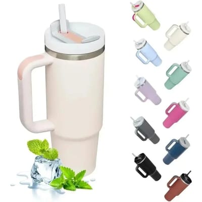 40oz Geïsoleerde Tumbler acuum Cup 2.0 Thermische Mok voor met Handvat Rietje Roestvrij Staal Warme en Koude Koffiedranken 1000-1500ml rood