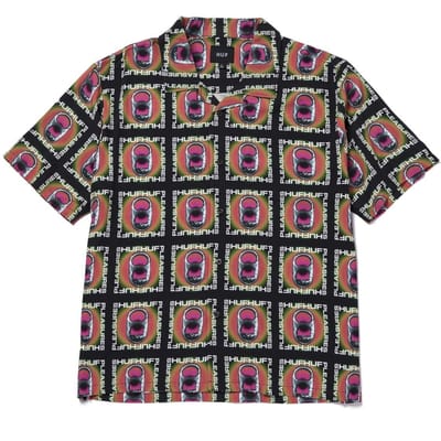 Shirt met korte mouwen Heren Pop Top Rayon Geweven Shirt X Pleasures Zwart