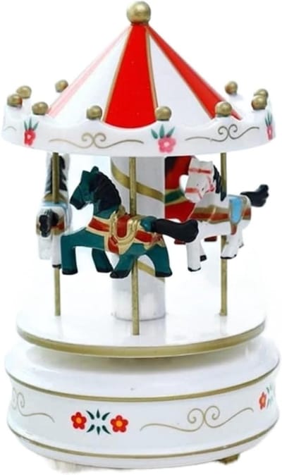 Muziekdoos Carrousel - Draaiende Decoratie - Herinneringen Ophalen - Nauwkeurige Muziekbeweging - Standaard Maat - Wit