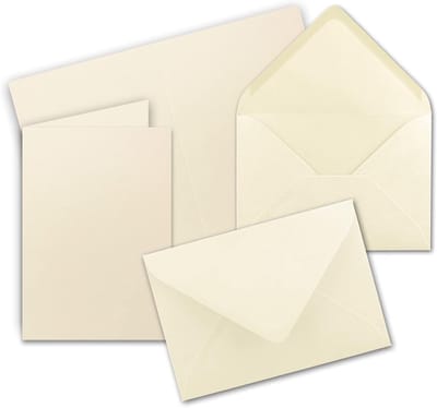 DIN B6 Vouwkaartenset 115x170 mm met Enveloppen – 50 Vormvaste Kaarten Geschikt voor Printer – Ideaal voor Uitnodigingen, Bruiloft, Doop, Communie