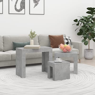 vidaXL - 3-delige - Tafeltjesset - bewerkt - hout - betongrijs