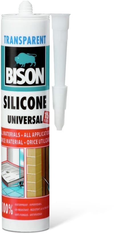 BISON Universele Siliconenkit Transparant 280 ml - Siliconenkit Voor Ramen, Deuren en Kozijnen - Waterdichte Siliconenkit - UV-Bestendig - Binnen en Buiten - Cartridge [B03391]