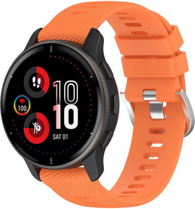 Strap-it Siliconen bandje geschikt voor Garmin Vivoactive 6 / 5 / 3 / Vivomove / 3 / HR / Style / Luxe / Sport / Trend / Forerunner 645 / 570 / 245 / 170 / 165 / 70 / 55 / Venu / SQ / SQ2 / 2 Plus / Approach S12 / S40 / S42 / S44 / S50 - Oranje