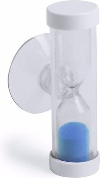 Badkamer / tandenpoets zandloper - 2x - 2 minuten - blauw - Zandloper douche