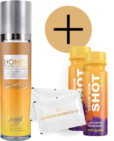 Devoted Creations - Honey Gleam Cream + 2 Your Sun Shots + 2 Verfrissingsdoekjes