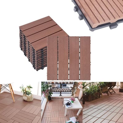 Terrastegels WPC - Kunststof tegels - Tuin Balkon - Eenvoudig kliksysteem - 30 x 30 cm - Bruinrood