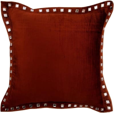 Luxe Roestfluwelen Sierkussenhoes Vierkant met Kristallen Rand - 55x55 cm
