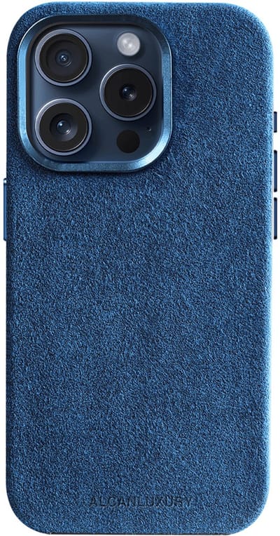 Alcanluxury Alcantara telefoonhoesje geschikt voor Apple iPhone 15 Pro - Ocean Blue