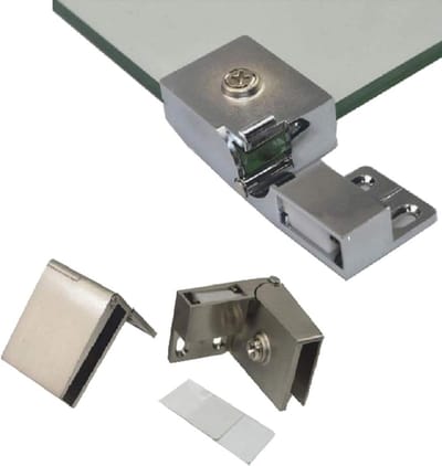 Famanu 1 paar glazen deur scharnier kast vitrinekast wijnkast clip deur scharnier vervangende onderdelen, geschikt voor 5-8 mm dik glas (geborsteld)