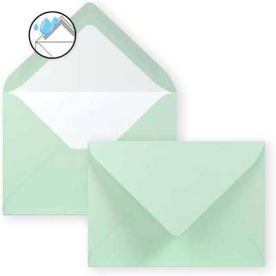 Kuverts Mintgroen - Briefomslagen - Feestelijke Gelegenheden - Geribbeld Papier - B6 12.5x17.6cm