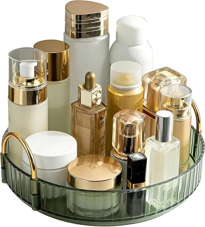 360 Graden Draaiende Make-up Organizer, Perfect voor Cosmetica, Sieraden en Huidverzorging, Ideale Opbergoplossing voor Badkamer, Dressoir en Keuken - Groen