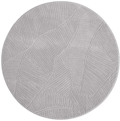 Rond zacht vloerkleed - Fuzz Leaf grijs 120